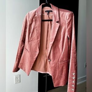 White House Black Market Pink Velvet Blazer with Classic Design